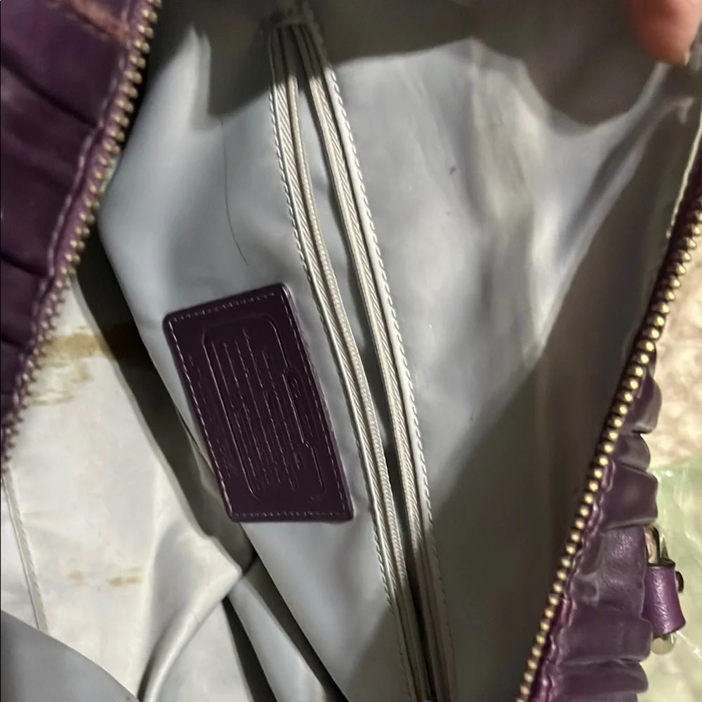 Coach Purple Leather Satchel with Silver Accents - Picture 8 of 16